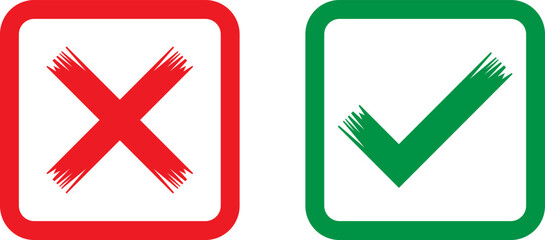 Obraz premium Checkmark and cross icons in bold colors