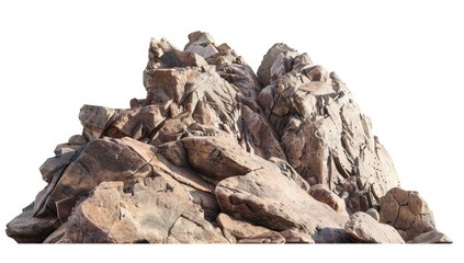 A cluster of jagged, weathered rocks, isolated on white background