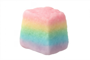 Rainbow colored sugar cube sweet candy treat on transparent background