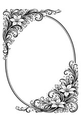 Ornate floral scroll frame with elegant vintage corners, Transparent Background