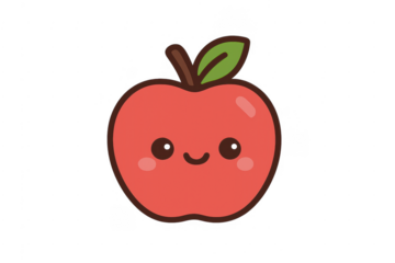 Cute smiling red apple fruit character illustration