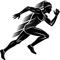 Obraz premium Silhouette Minimalist Vector Silhouette of a Runner in Motion isolated on White Background