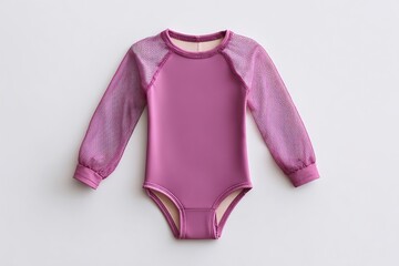 Child's long sleeve pink mesh swimsuit on white background
