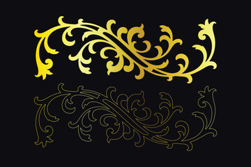 Elegant gold floral designs on black background