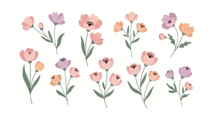 Floral Bouquet: A delicate ensemble of blooming flowers in soft, pastel hues, arranged in an artistic display, evoking a sense of gentle beauty and natural elegance.