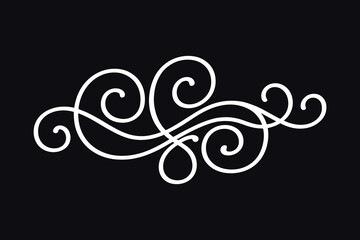 Elegant white swirls on black background