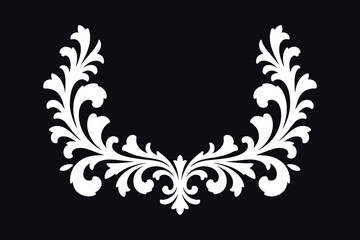 Elegant white floral design on black background
