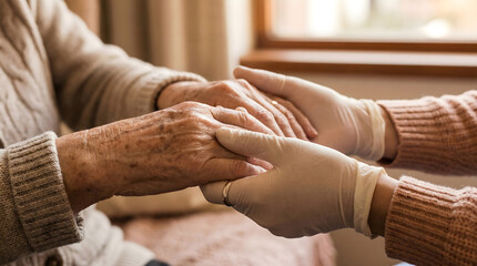 Hands of Caregiver and Senior Together