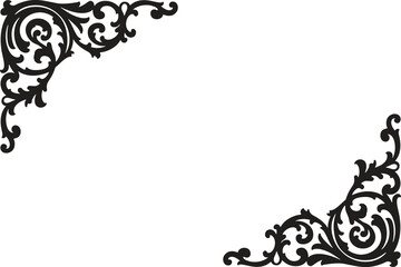 Ornate black corner designs on white background