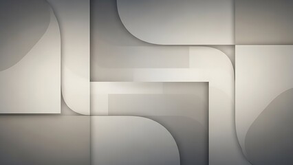Subtle Grey White Abstract Geometric Layers with Curved Straight Interlocking Shapes.