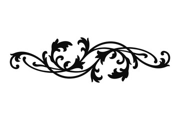 Elegant black and white scrolling floral design