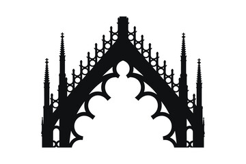 Intricate gothic archway with spires and traces