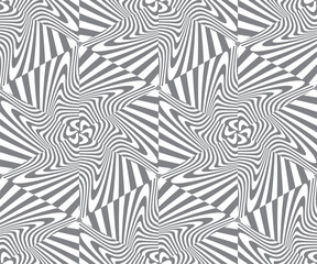 Seamless pattern. Abstract striped background. Black and white design. Vector illustration for textile printing, packaging, wrapper, etc.