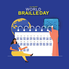 Braille alphabet Poster for World Braille Day concept