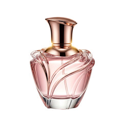Elegant pink perfume bottle with rose gold cap fragrance container