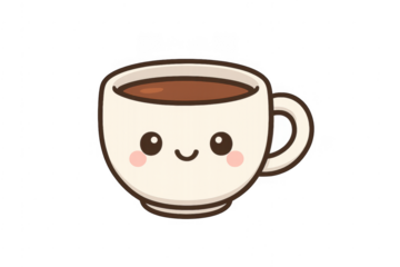 Cute kawaii coffee cup cartoon smiling character