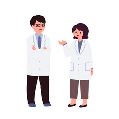 男女の医師のイラスト / Male and Female Physicians Discussion
