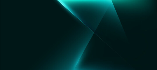 Dark Green Geometric Abstract Background with Glowing Accents
