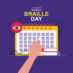 World Braille Day on 4th of January with Text by Alphabet for Means of Communication