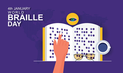 World Braille Day Vector Illustration Celebrating January 4th banner design.