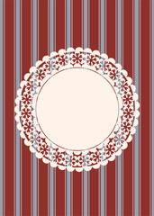 Decorative Lace Frame on Striped Background