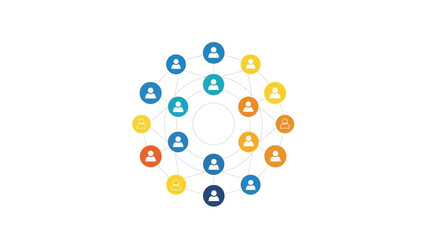 Colorful People Icons in Circular Pattern.