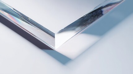 Transparent acrylic surface with sharp polished edges, crystal clear material, soft studio lighting creating subtle reflections and highlights, clean