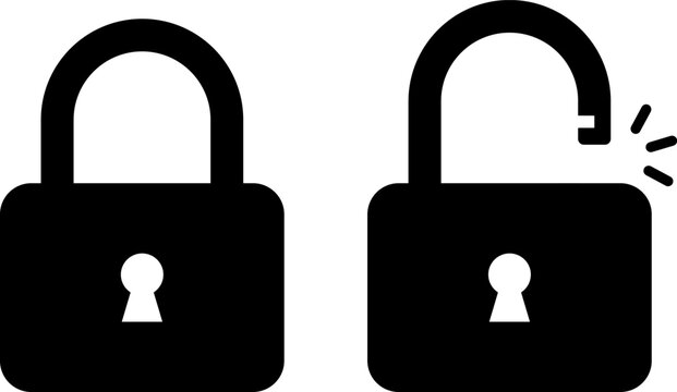 Locked and unlocked padlock icons