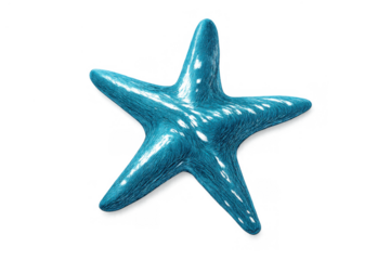 Blue starfish standing out with its textured surface and shiny appearance, representing marine life and ocean ecosystems