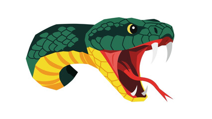 Obraz premium Aggressive Viper Head Illustration with Open Mouth and Fangs