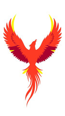 Naklejka premium Fiery Phoenix Bird Rising Symbol