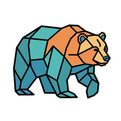 Geometric Bear Illustration - Low Poly Animal Design