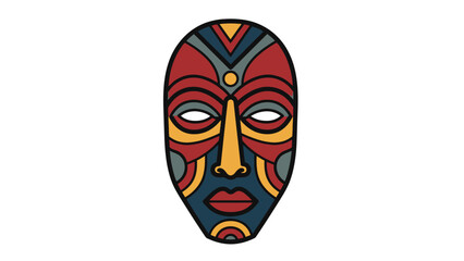 Vibrant African Tribal Mask Illustration - Ethnic Art, Cultural Symbol