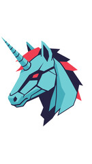 Futuristic Cyberpunk Unicorn Head Logo Icon - Geometric Fantasy Creature © Anak