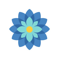 Abstract geometric blue flower mandala isolated on white background