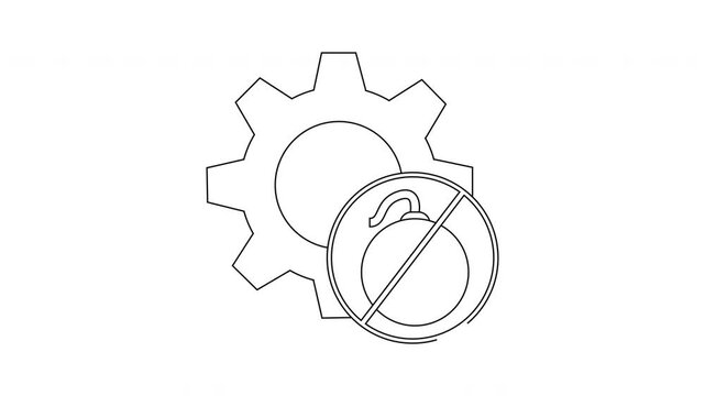 Deactivate Bomb Mechanism - Gear and Bomb Symbol Illustration.