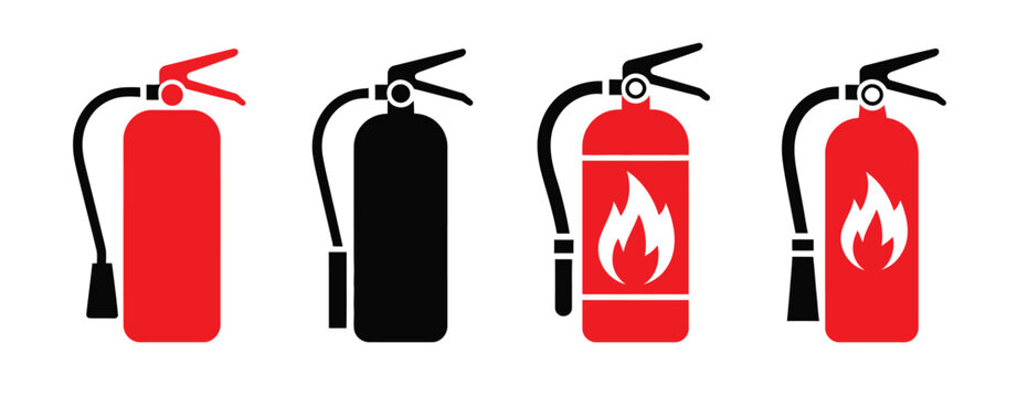 Fire extinguisher vector icon illustrating firefighter safety, emergency equipment, and fire protection concepts, perfect for safety manuals