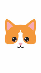 Obraz premium Cute Orange and White Cat Face, Kawaii Style, Vector Illustration