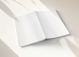 Open magazine cover with soft shadows Mockup. Blank template of a catalog on white. 3D rendering