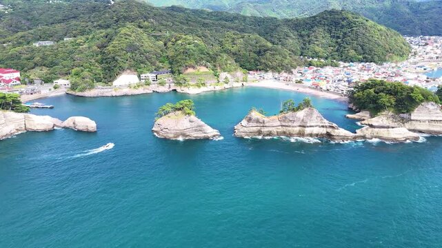 堂ヶ島 三四郎島 観光地 ドローン│Dogashima Sanshiro Island Town Drone 4K
