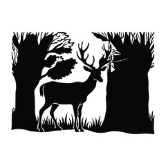 Deer forest standing silhouette