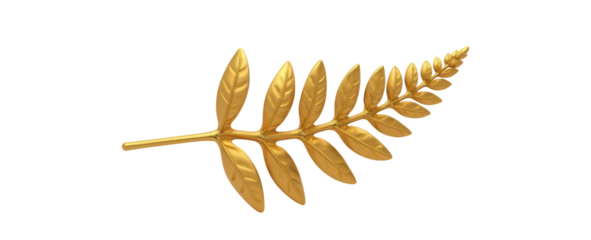 Golden leaf decorative element nature symbol award representation elegance luxury botanical design shiny texture isolated object artistic flair