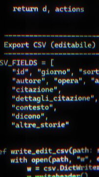 Vibe Coding with AI Chatbot writing python script to parse data. Blurred computer code displayed on screen in a colorful, glitch-like style.
