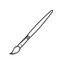 Fototapeta premium Classic Paint Brush Outline Illustration - Art Tool, Creative Hobby, Painting Supplies