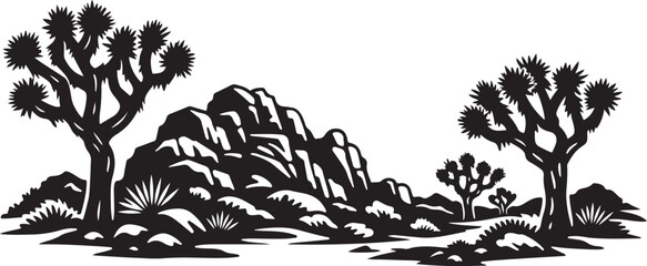 Joshua Tree National Park Silhouette with Desert Trees