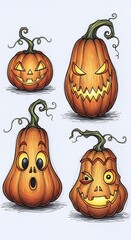 Halloween Pumpkin Carvings - Spooky and Fun Decorations for the Holiday Season.