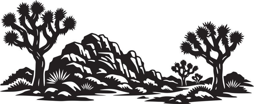 Joshua Tree National Park Silhouette with Desert Trees