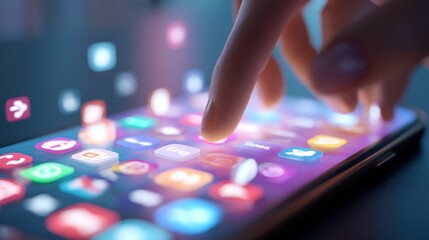 Finger touching smartphone screen