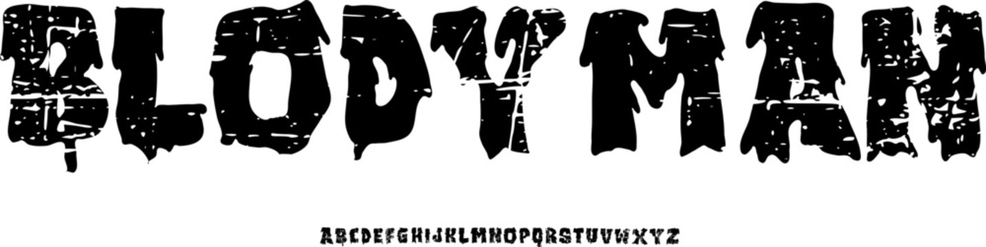 Blody Man Horror Display Font &ndash; Dripping Grunge Alphabet Typeface for Scary Poster, Dark Logo, Halloween Design, and Horror Typography
