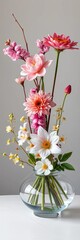 Naklejka premium A perfectly arranged ikebana floral display, emphasizing balance and harmony, ikebana, Japanese art
